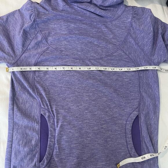 PrAna Women’s Ember Sweatshirt Cowl Neck Purple Kangaroo Pockets size M - Picture 6 of 7